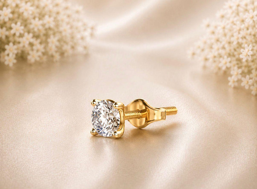Men's Round Solitaire Stud