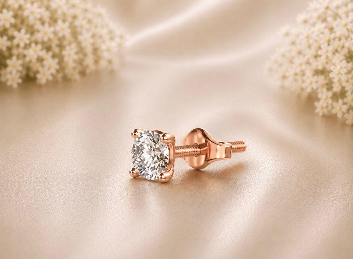 Men's Round Solitaire Stud