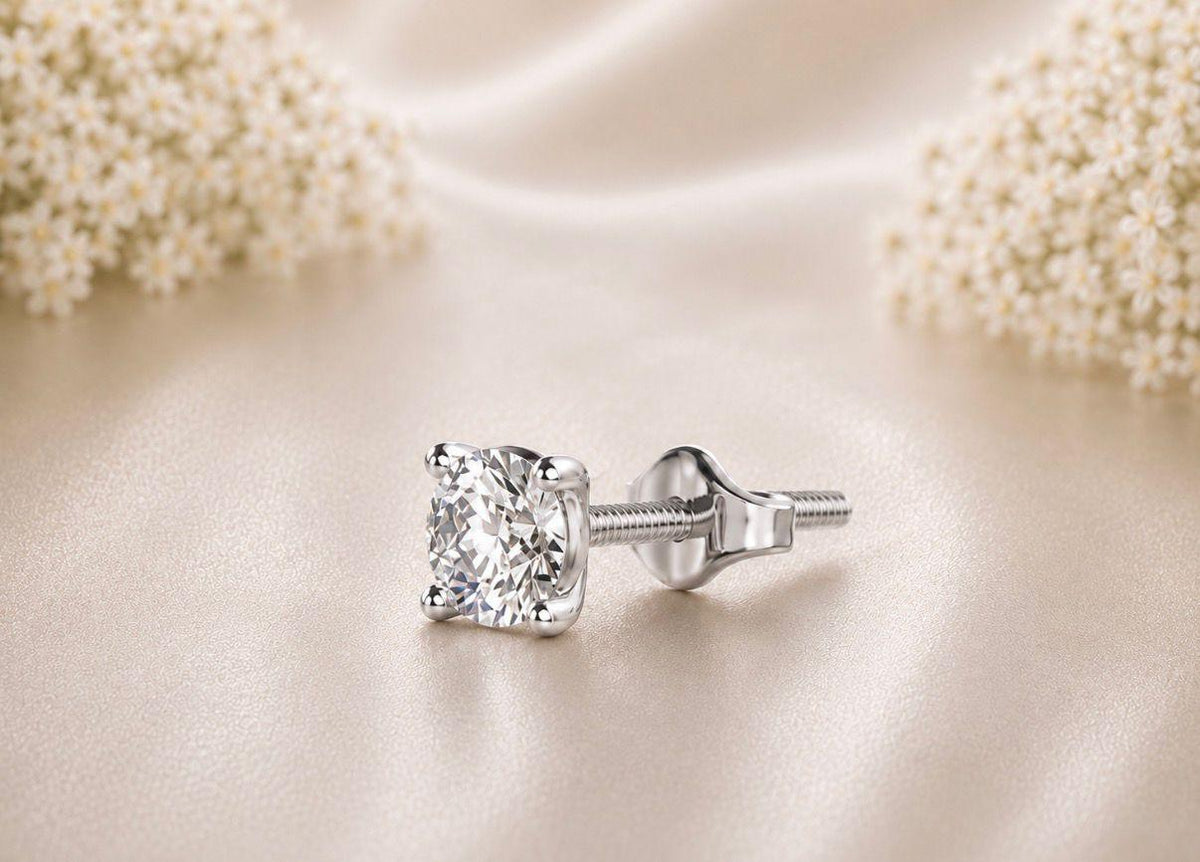 Men's Round Solitaire Stud