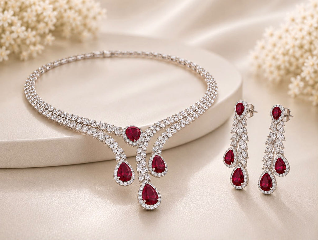 Ruby Trio Necklace Set