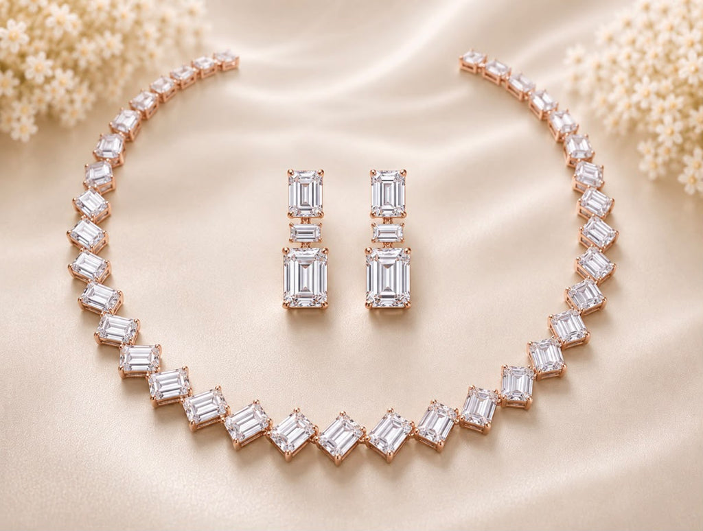 Emerald Line Necklace Set