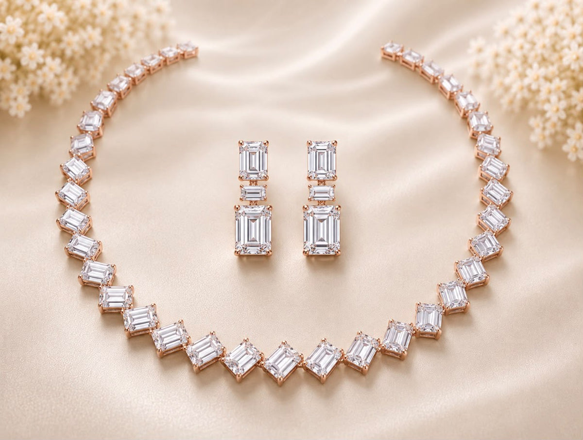 Emerald Line Necklace Set