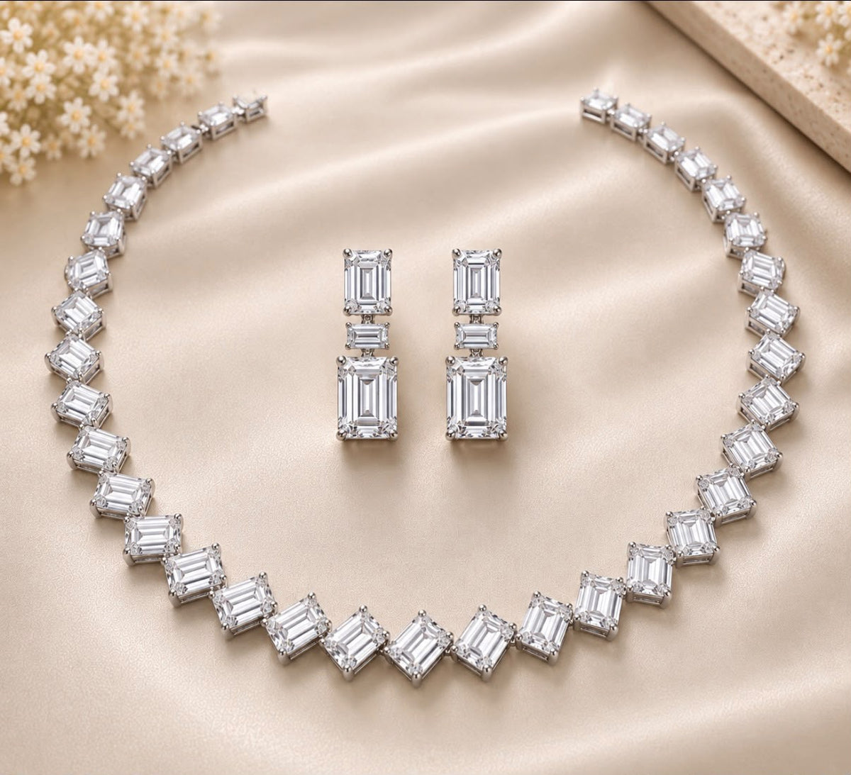 Emerald Line Necklace Set