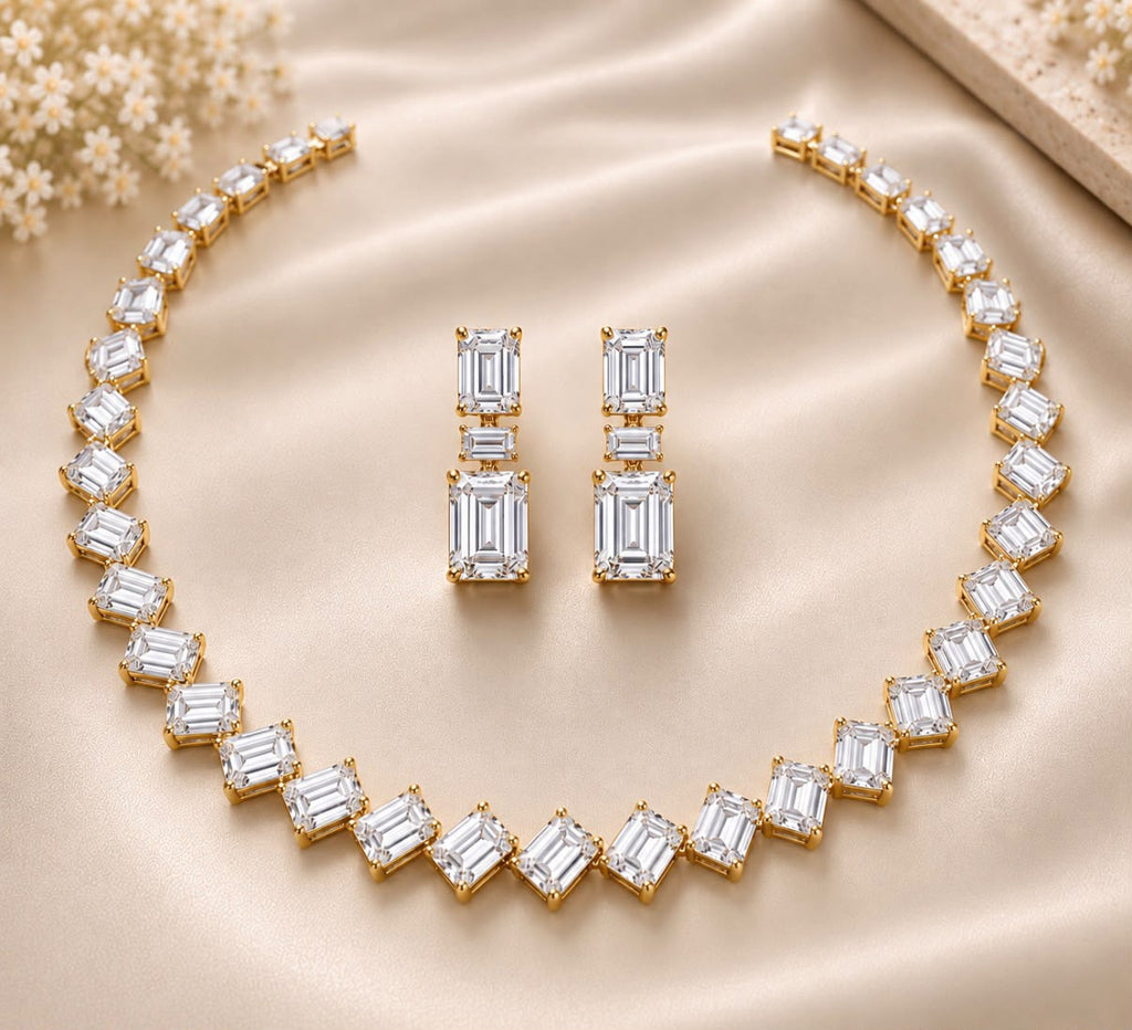 Emerald Line Necklace Set