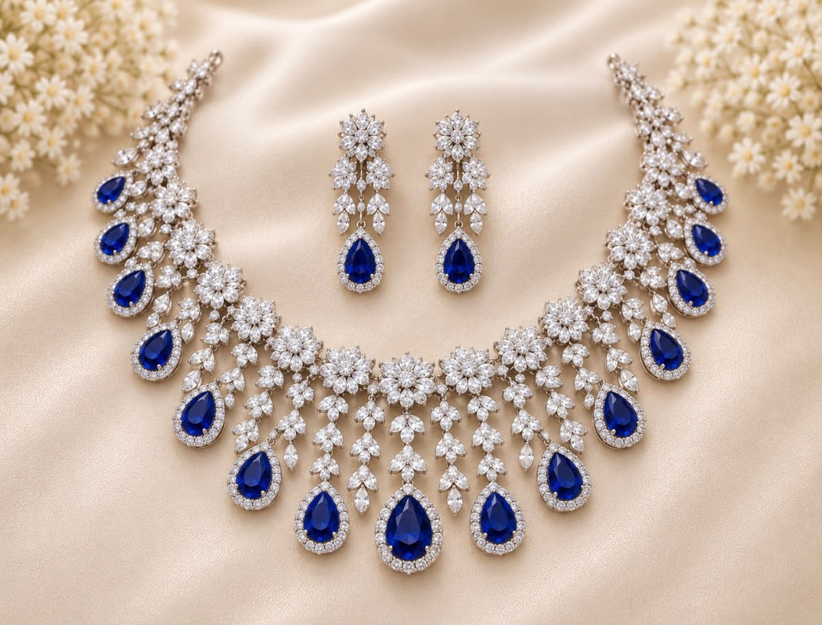 Sopphire Blossom Necklace Set