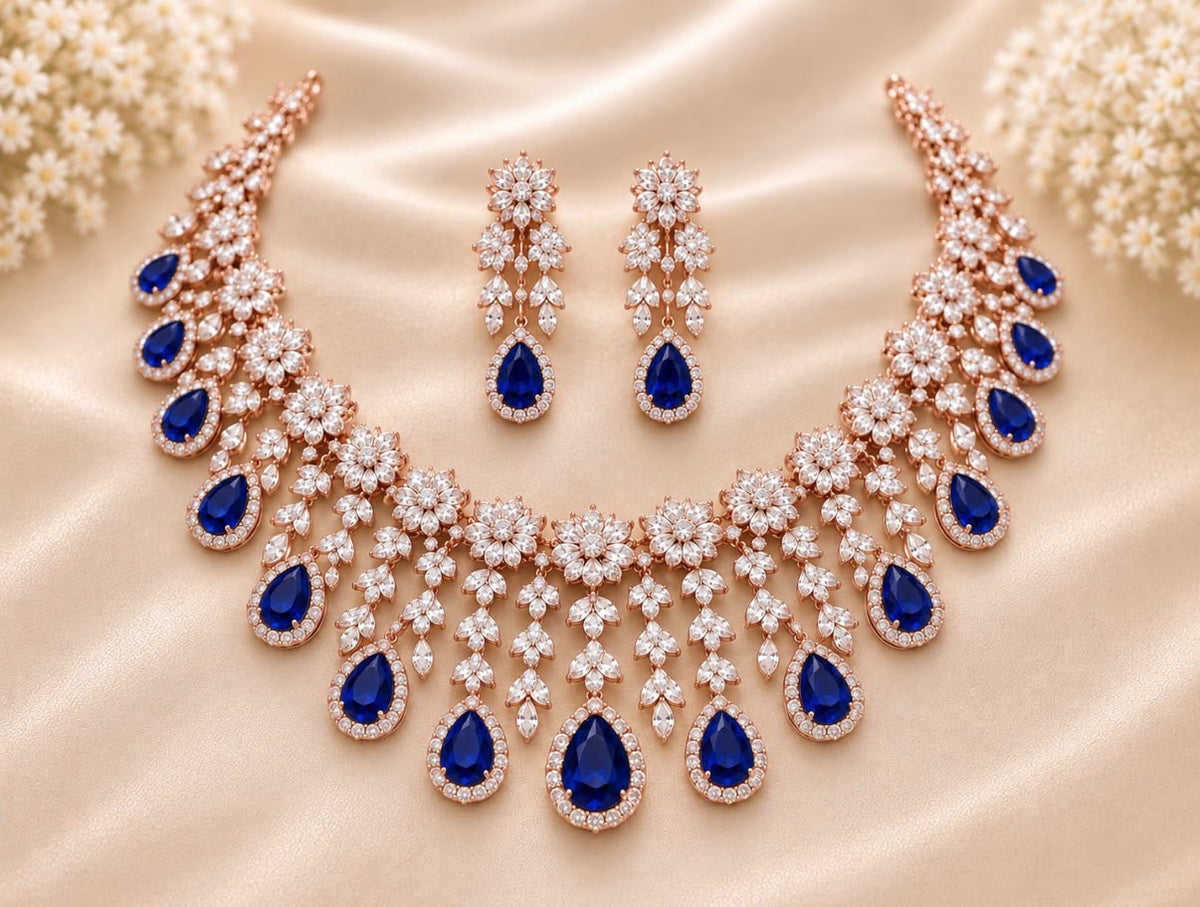 Sopphire Blossom Necklace Set