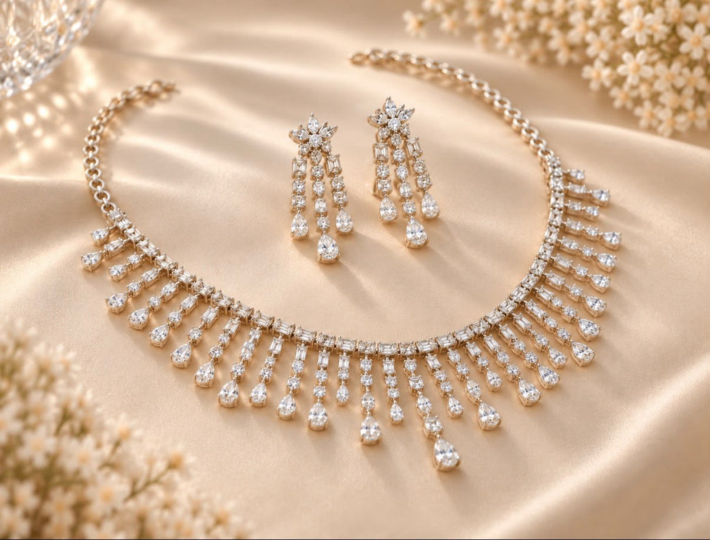 Diamond Fringe Necklace Set