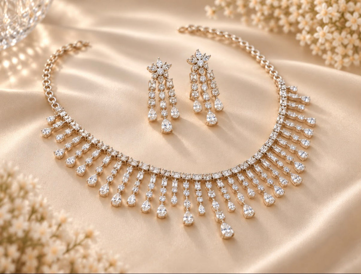 Diamond Fringe Necklace Set