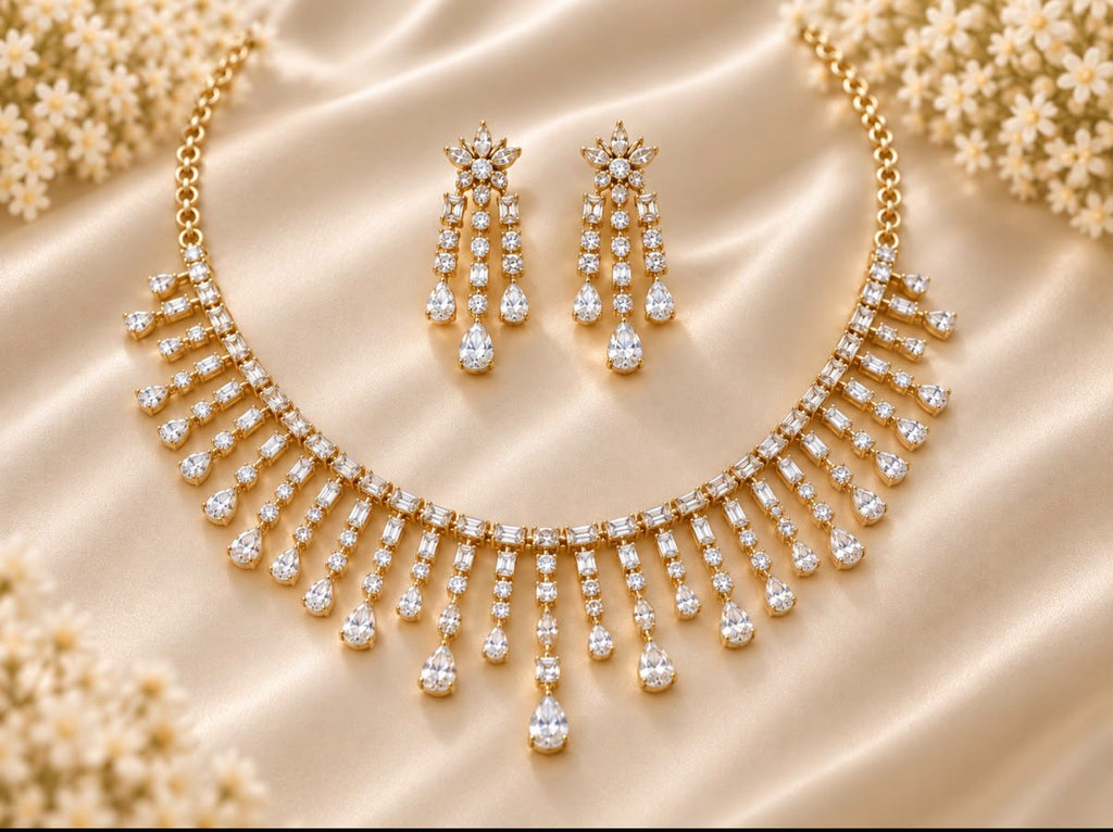 Diamond Fringe Necklace Set