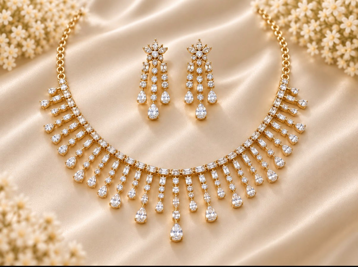 Diamond Fringe Necklace Set