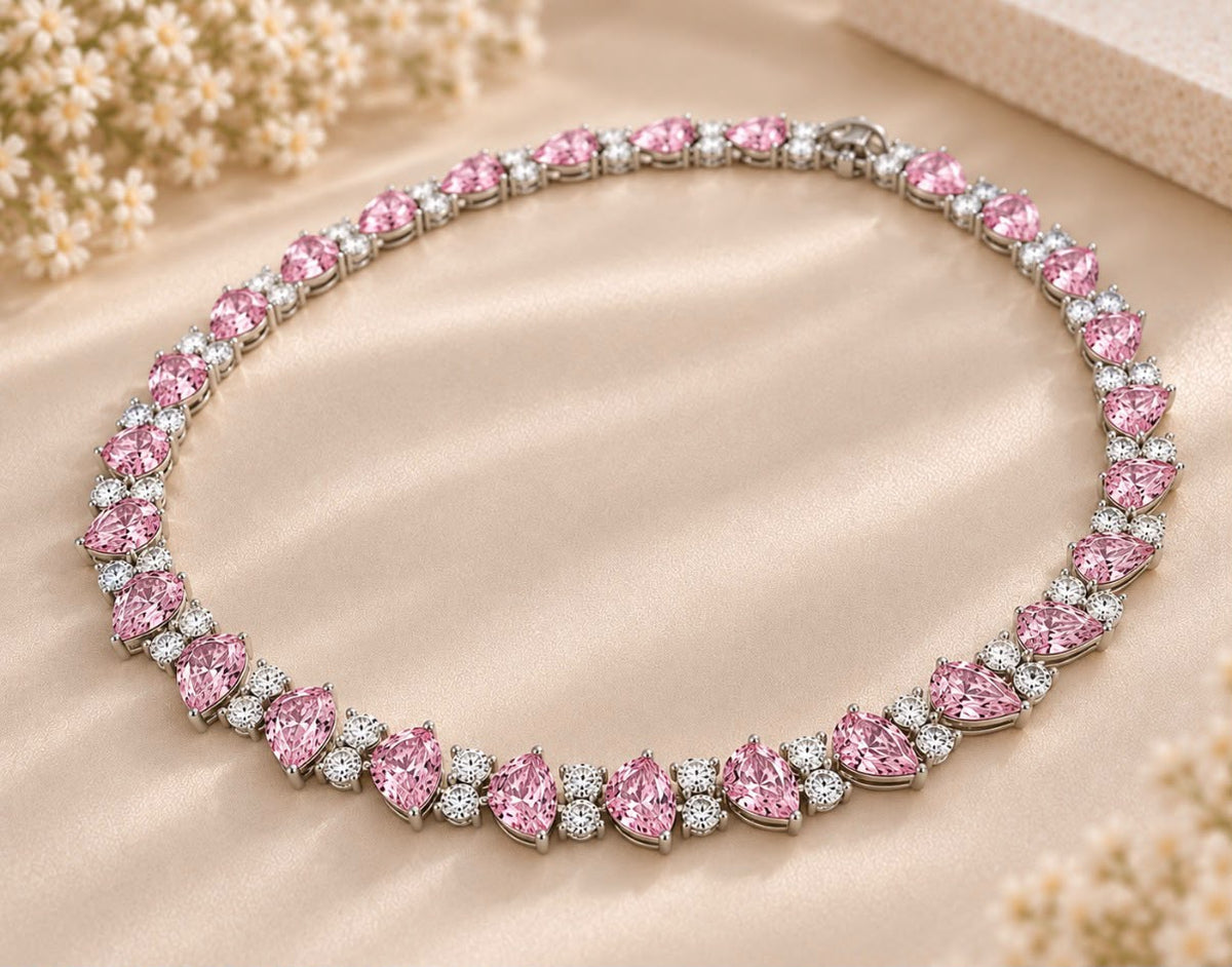 Pink Pear Garland Necklace