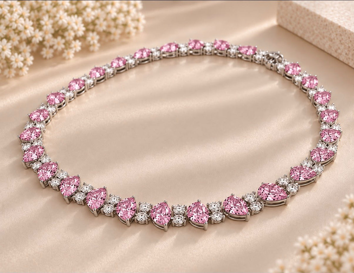 Pink Pear Garland Necklace