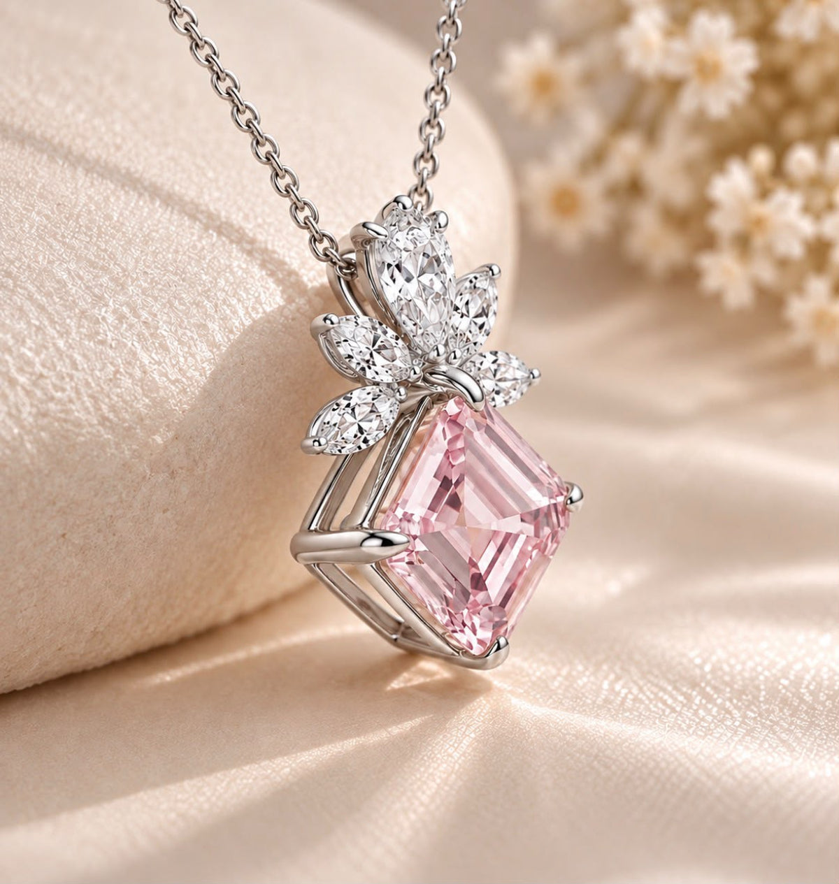 Roseate Lotus Diamond Pendant