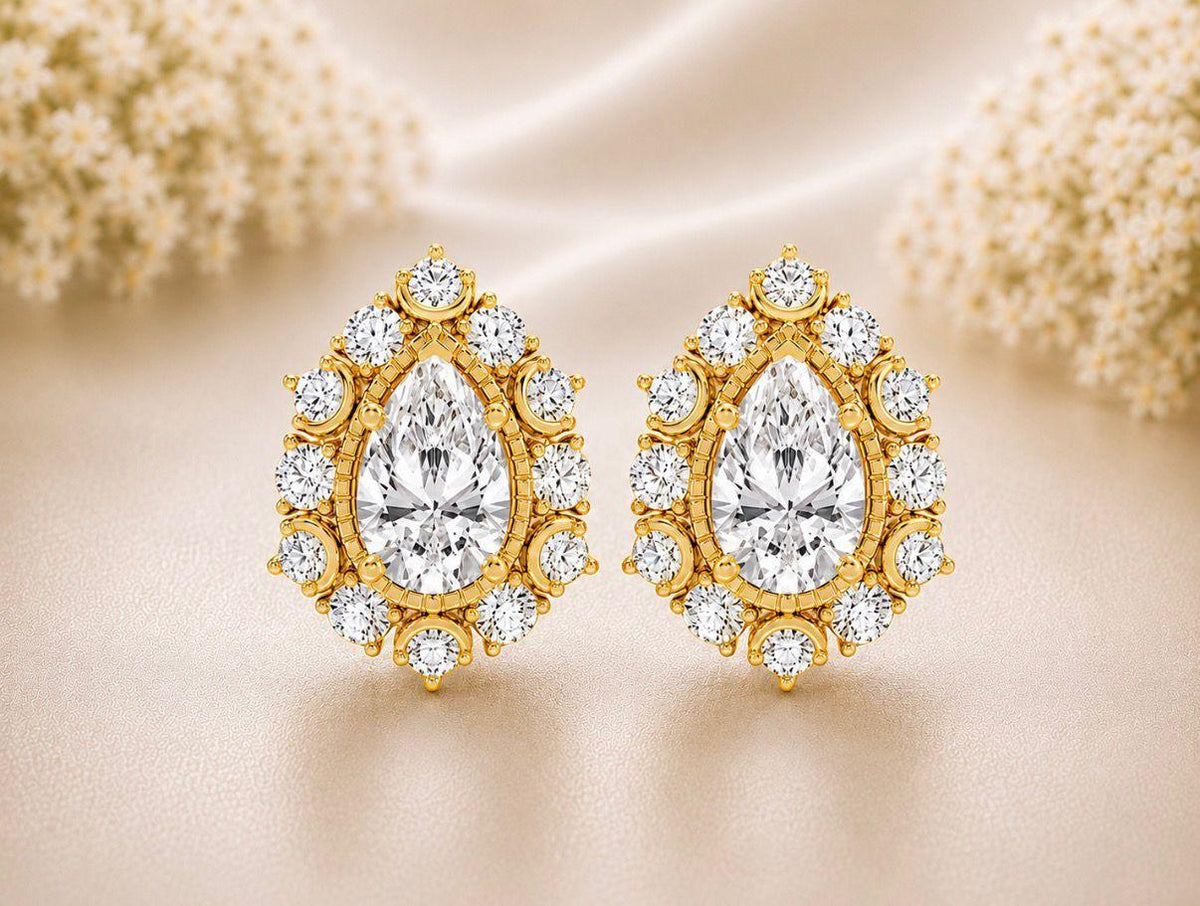 Pear Crown Earrings