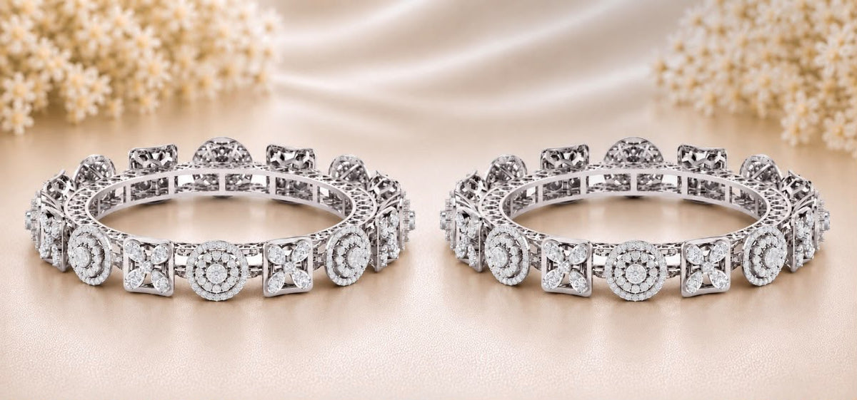 Diamond Rosette Bangles