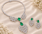 Emerald Feather Necklace Set