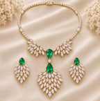 Emerald Feather Necklace Set