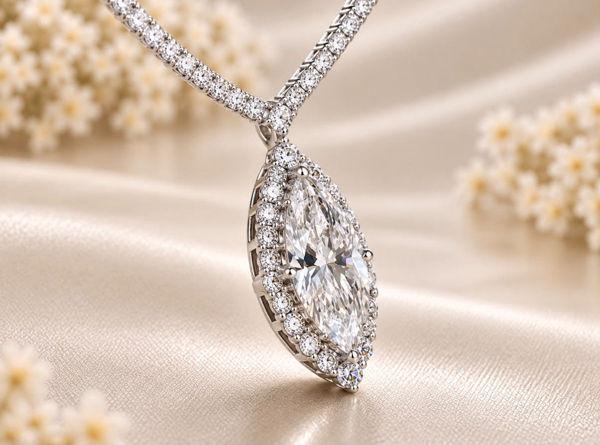 Marquise Diamond Halo Pendant