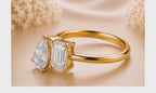 Pear 4 Emerald Toi et Moi Ring